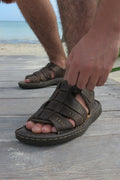 Huarache Casual Modelo nv6007 de Piel Grizzy Cosido a Mano para Caballero