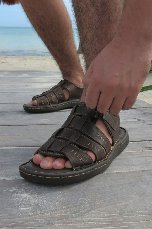 Huarache Casual de Piel Cosido a Mano para Caballero