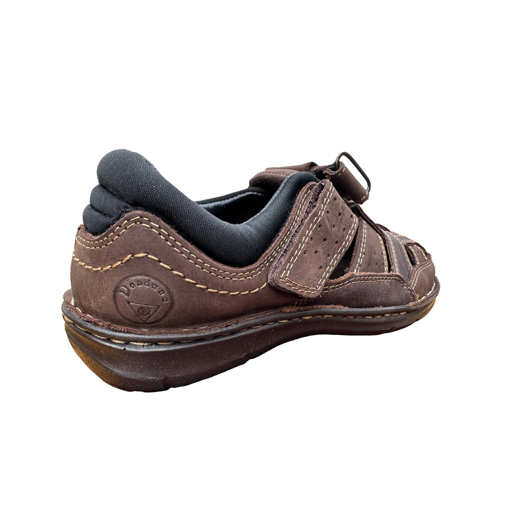 Huarache NV365 vista lateral trasera piel Crazy Horse café con logo